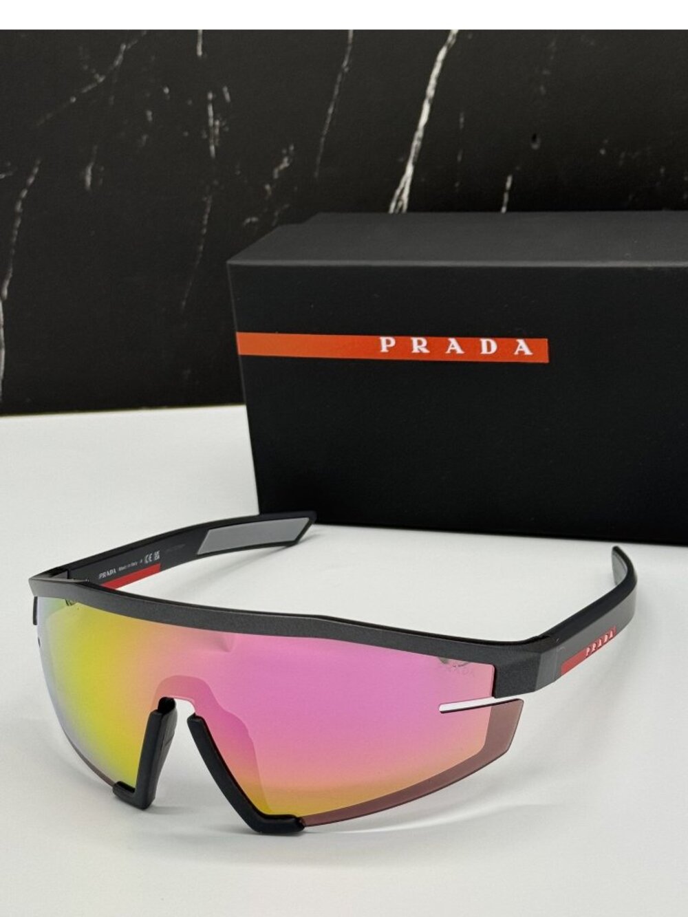 Prada Linea Rossa PS03ZS 15P20A Men Pink Gray Sport  Sunglasses Authentic NEW